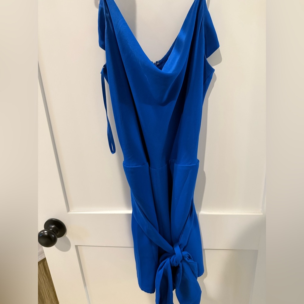Naked Zebra Blue Cowl Neck Romper